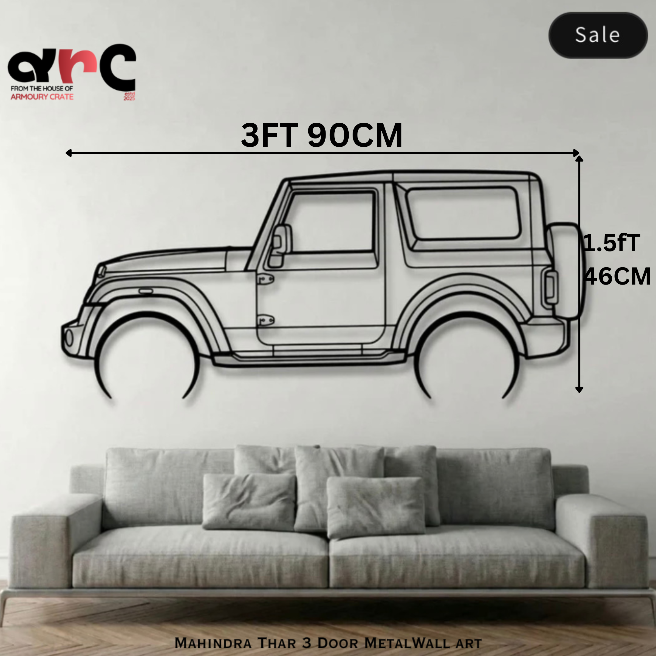Mahindra Thar 3 Door Metal Wall Art