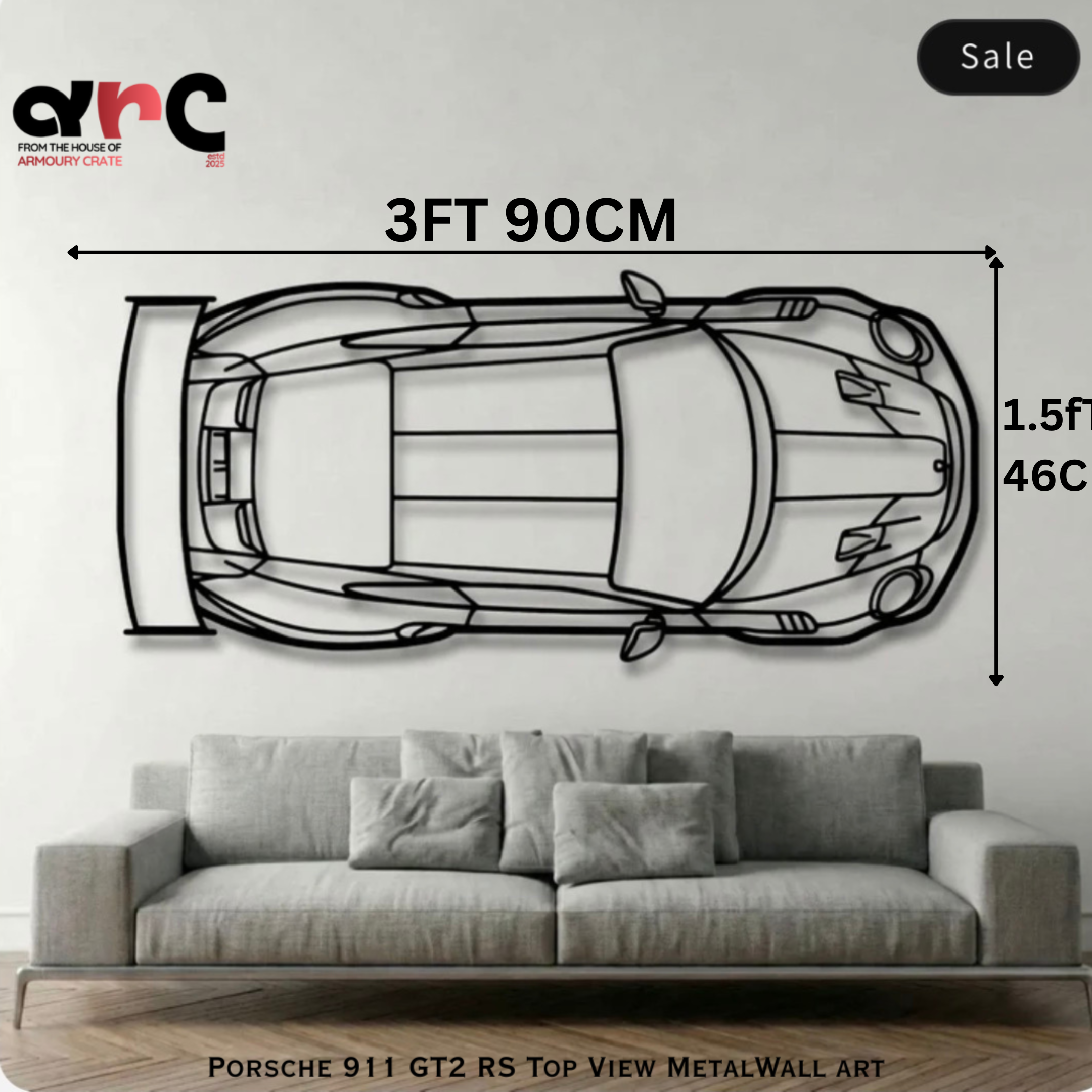 Porsche 911 GT3 RS Top View Metal Wall Art