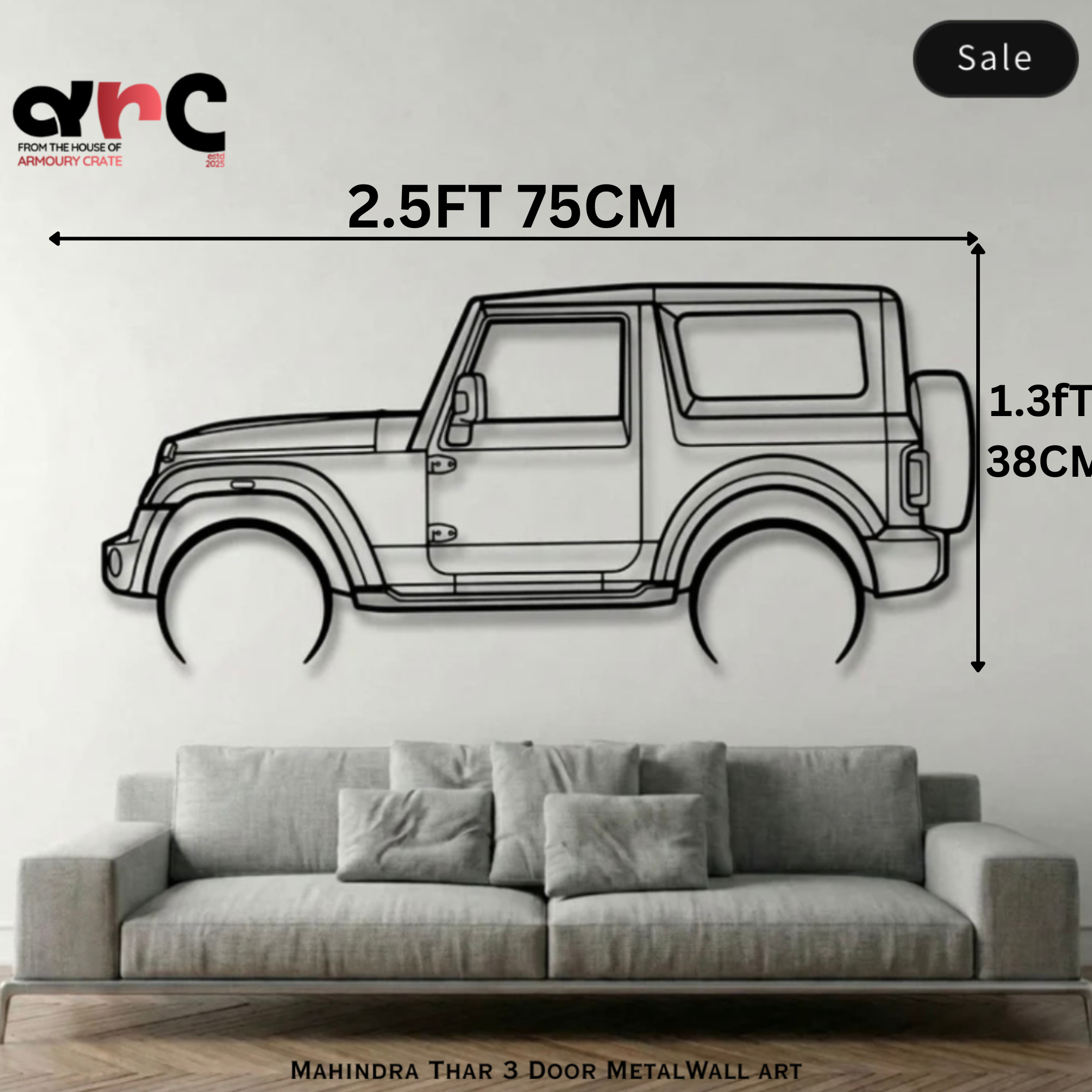 Mahindra Thar 3 Door Metal Wall Art