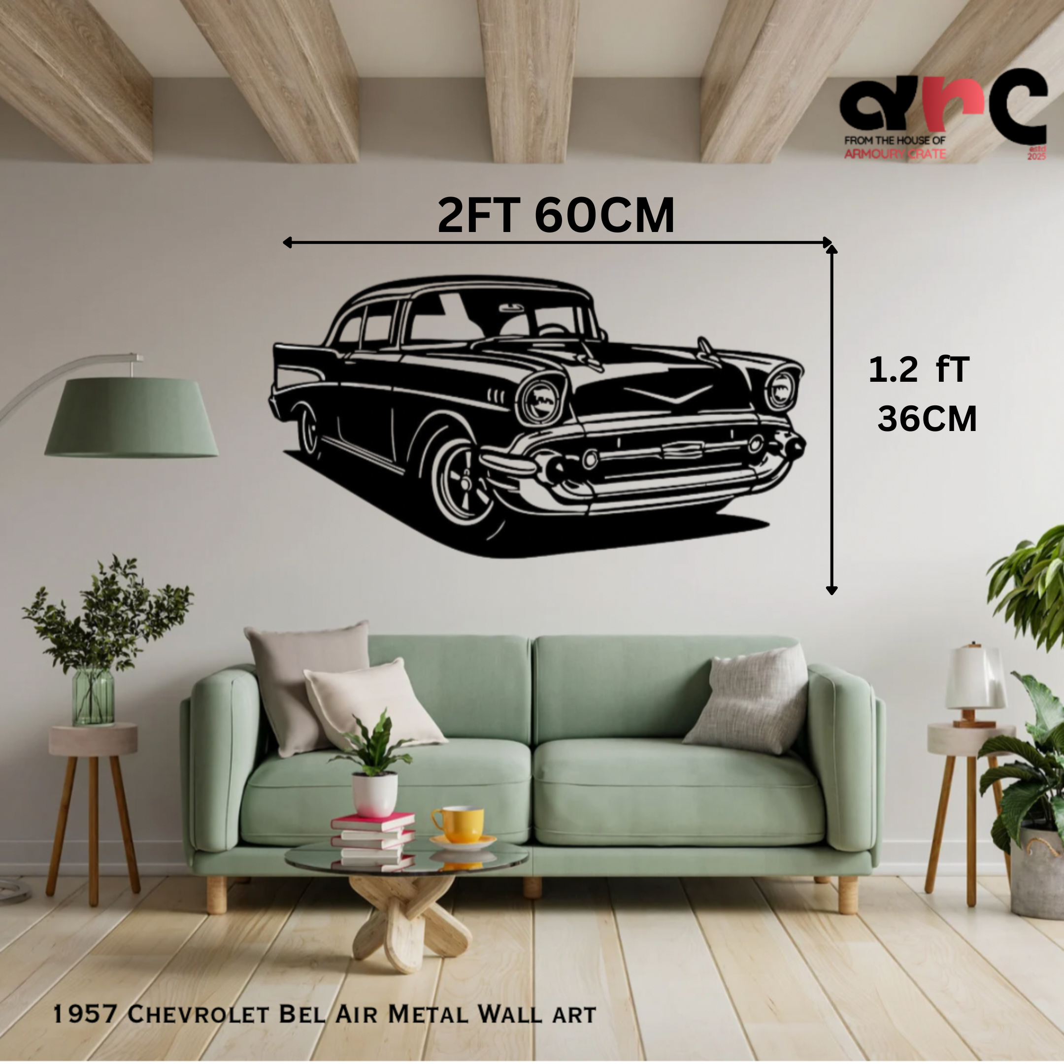 1957 Chevrolet Bel Air Metal Wall Art
