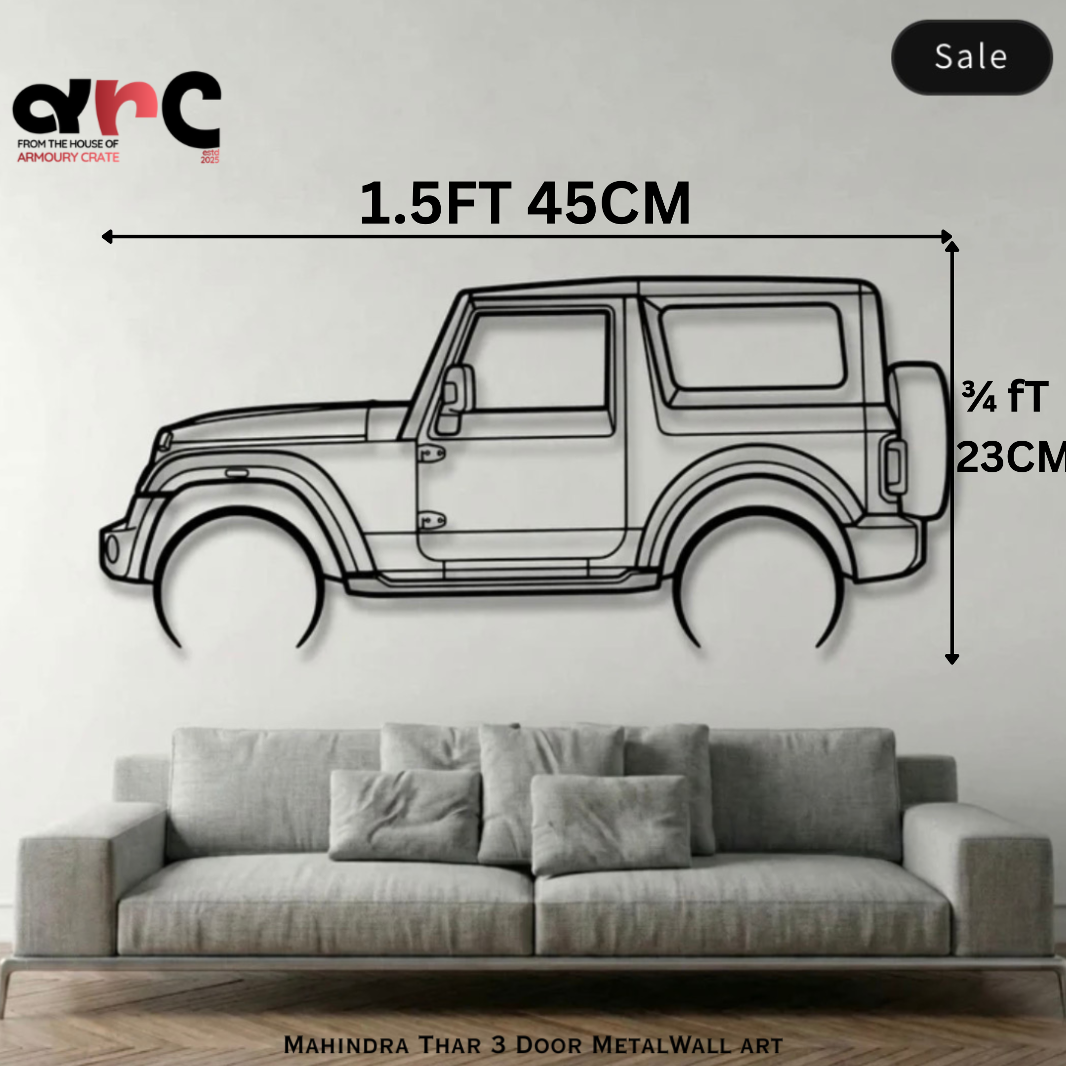 Mahindra Thar 3 Door Metal Wall Art
