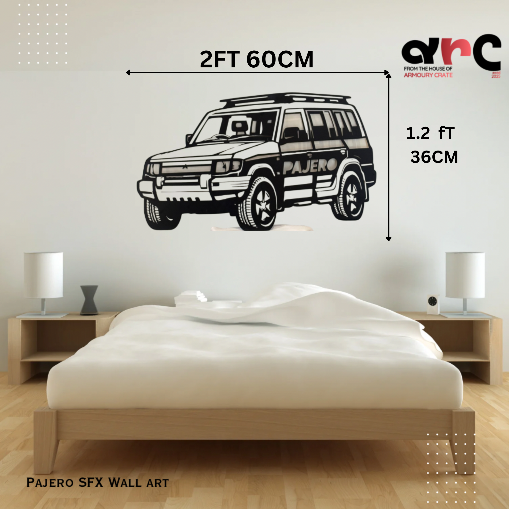 Pajero SFX Metal Wall Art (Front-Quarter View)