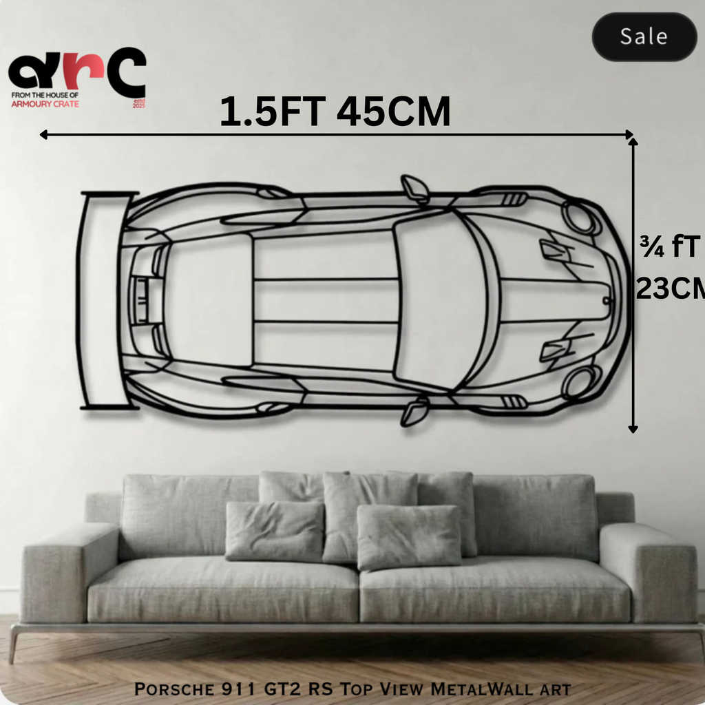 Porsche 911 GT3 RS Top View Metal Wall Art