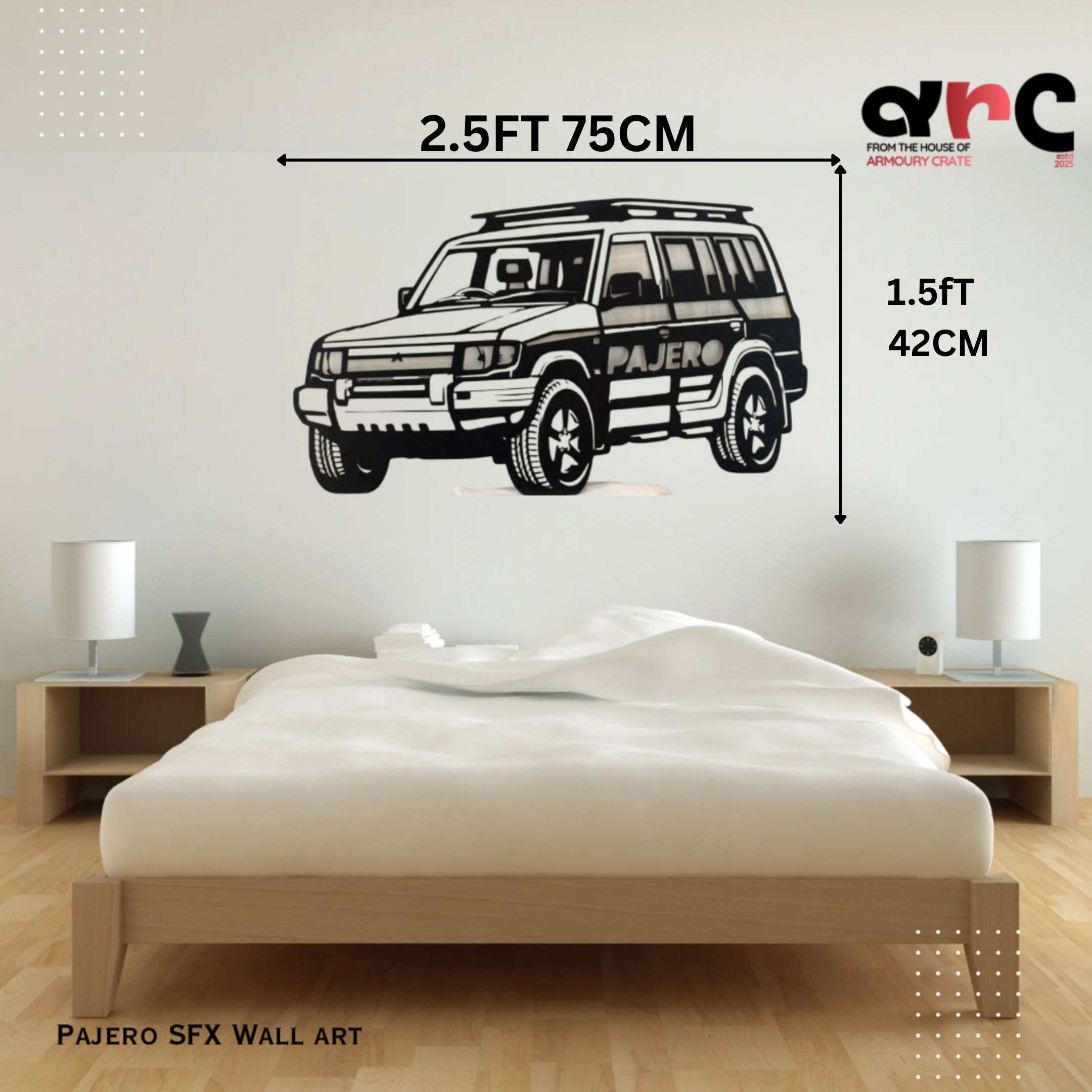 Pajero SFX Metal Wall Art (Front-Quarter View)