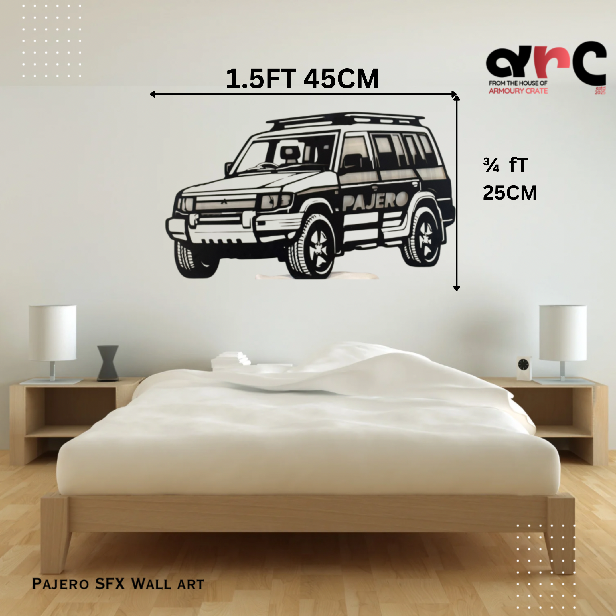 Pajero SFX Metal Wall Art (Front-Quarter View)
