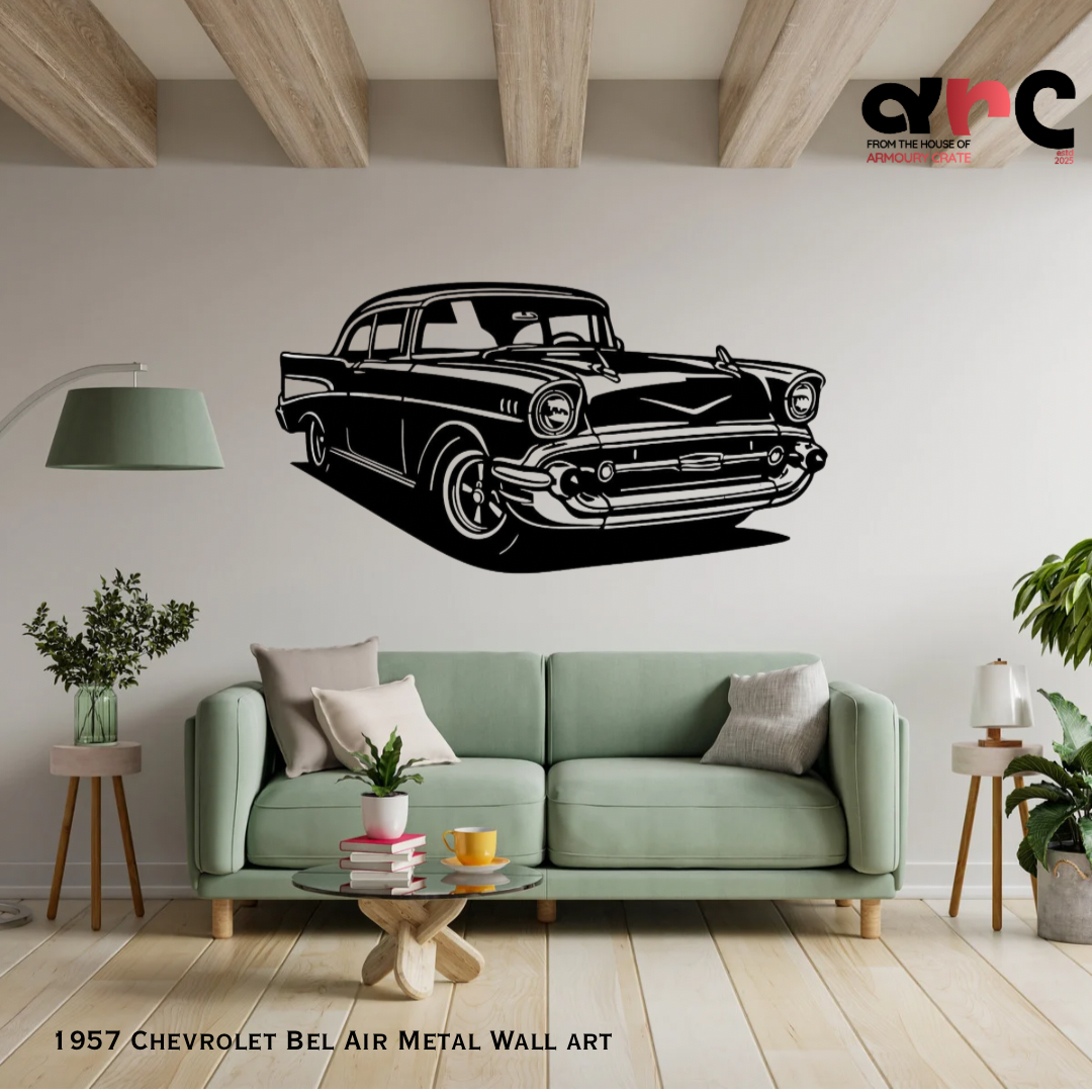 1957 Chevrolet Bel Air Metal Wall Art