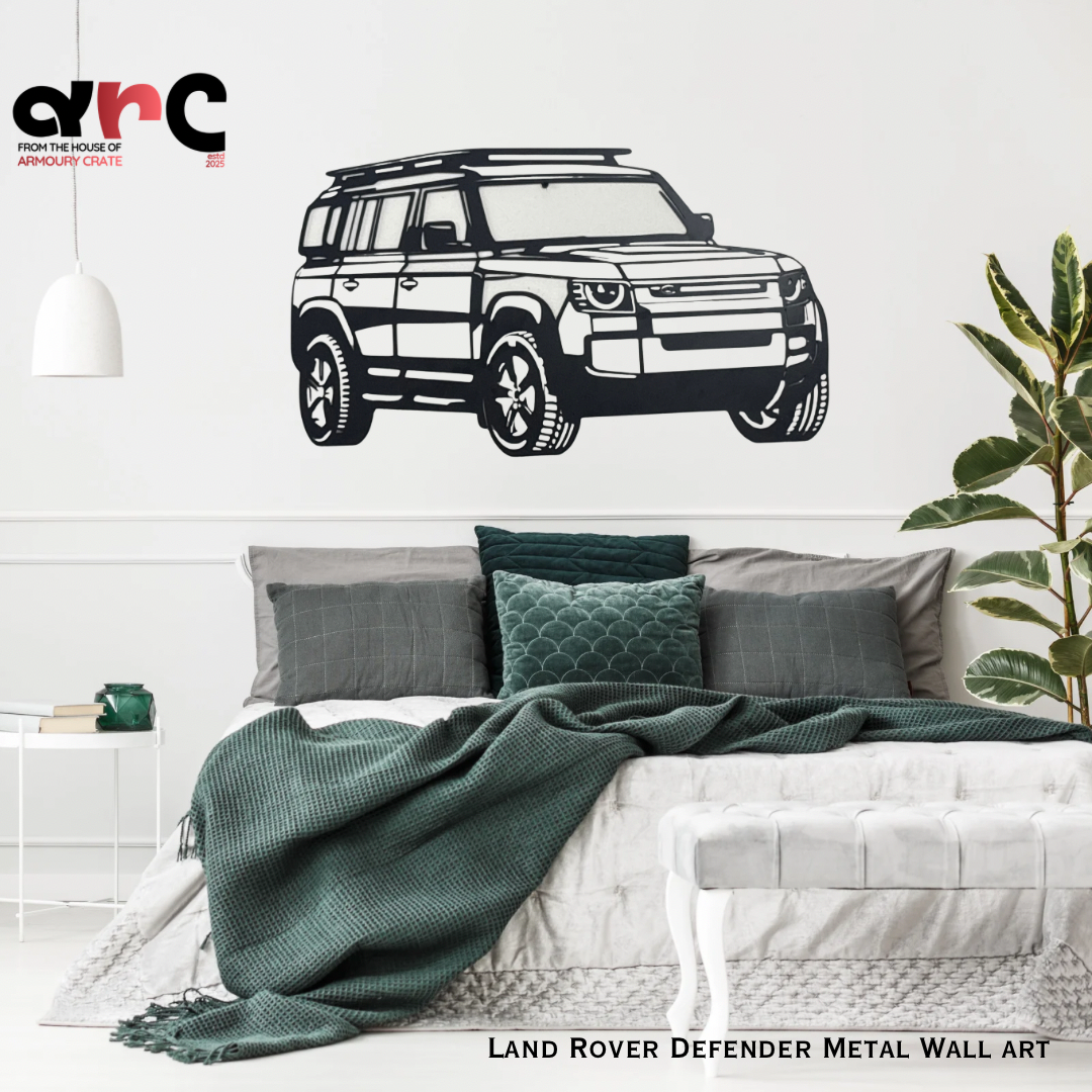 Land Rover Defender Metal Wall Art (Front-Quarter View)