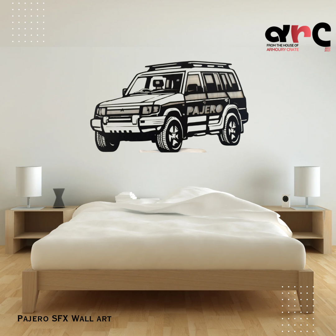 Pajero SFX Metal Wall Art (Front-Quarter View)
