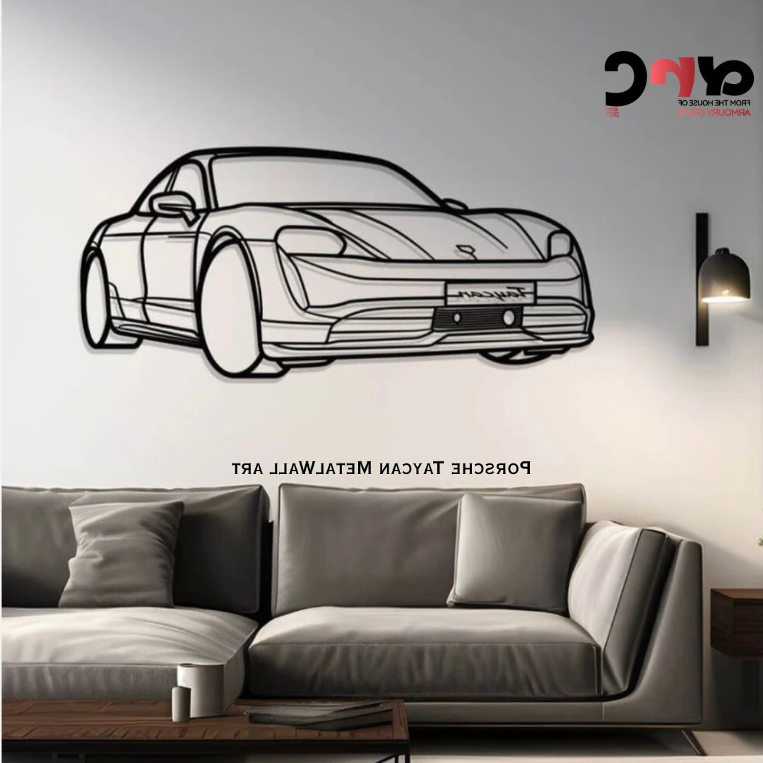 Porsche Taycan Front View Metal Wall Art