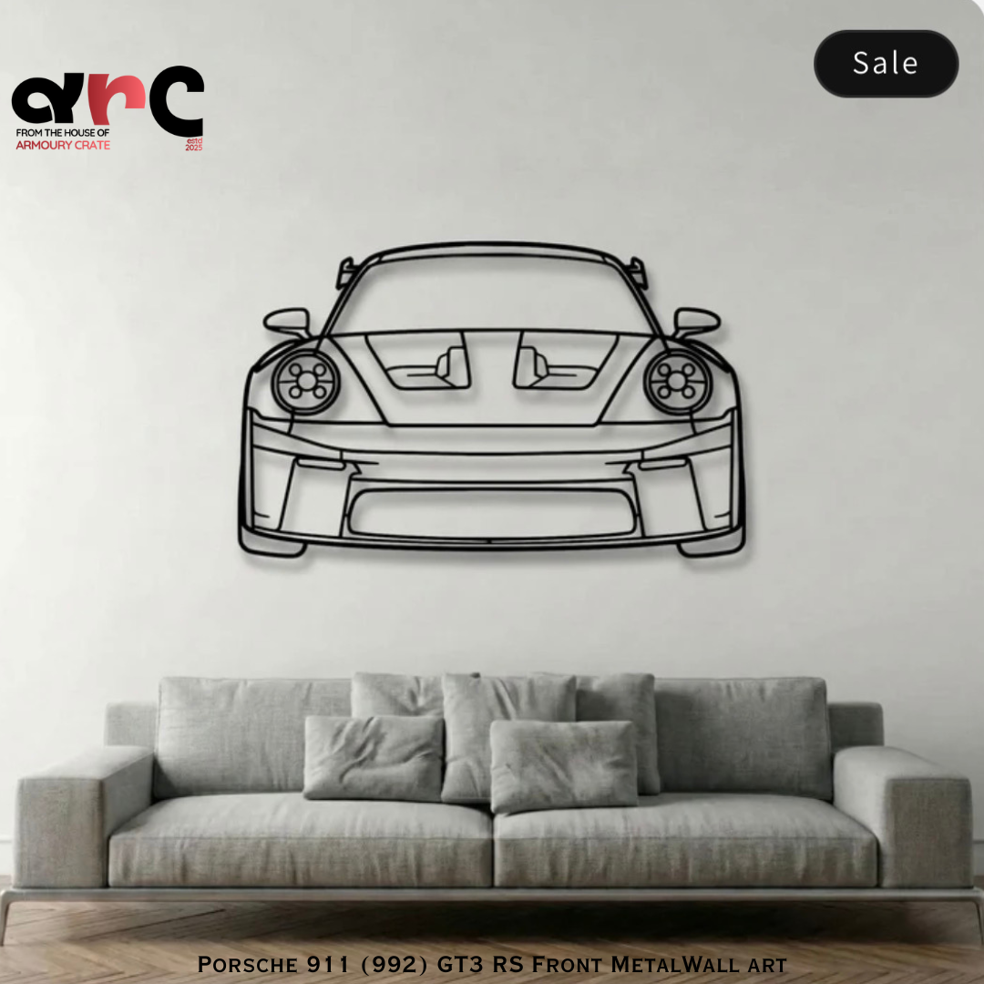 Porsche 911 GT3 RS Front View Metal Wall Art