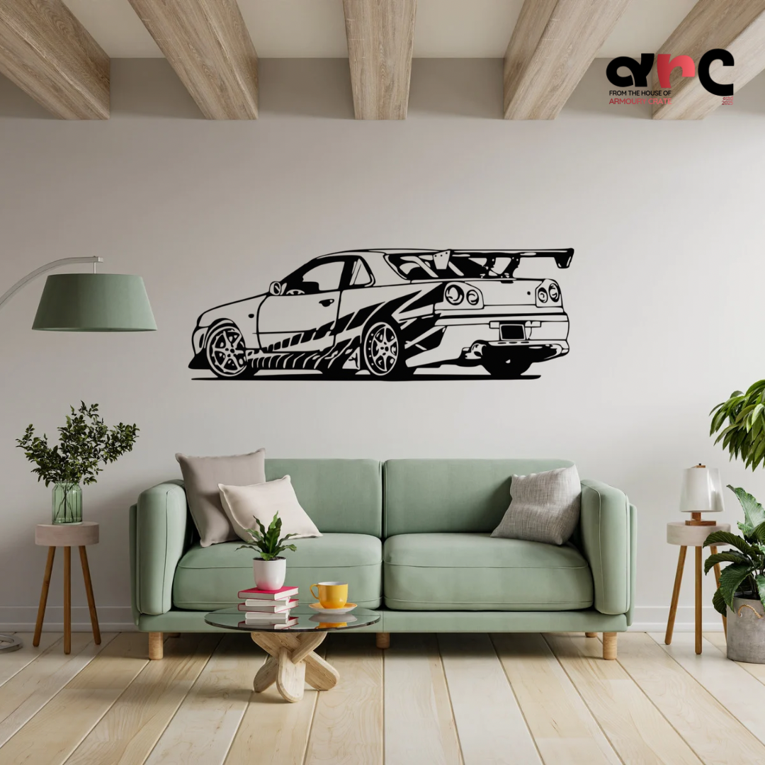 Nissan Skyline GT-R – Back view Metal Wall Art